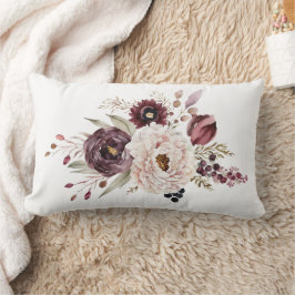 Almofada Lombar Roxo Marrom Branco Floral Elegante Flor