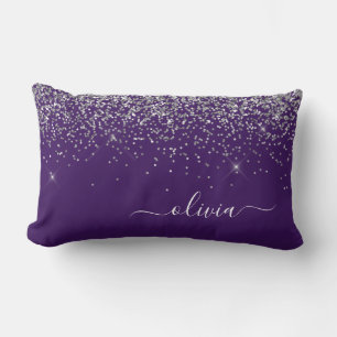 Almofada Lombar Roxo Silver Glitter Girly Monographic Nome