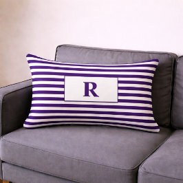 Almofada Lombar Roxos Púrpuros/Brancos Monogramados
