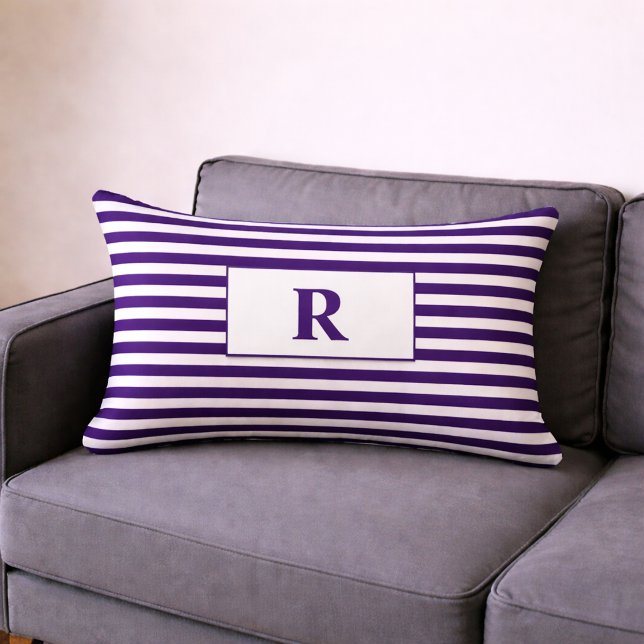 Almofada Lombar Roxos Púrpuros/Brancos Monogramados (Criador carregado)