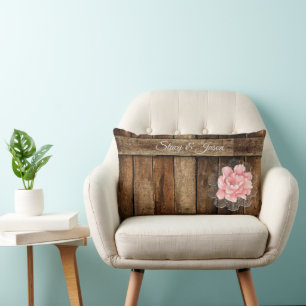 Almofada Lombar Rustic Barn Wood & Lace Weding Favor