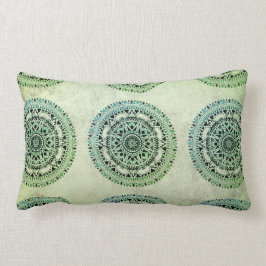 Almofada Lombar Rustic Bohemian Sage E Green Mandala Patterno