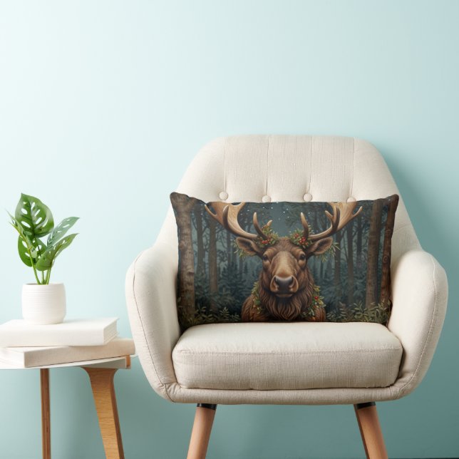 Almofada Lombar Rustic Christmas moose deer boho woodland forest  (Cadeira)
