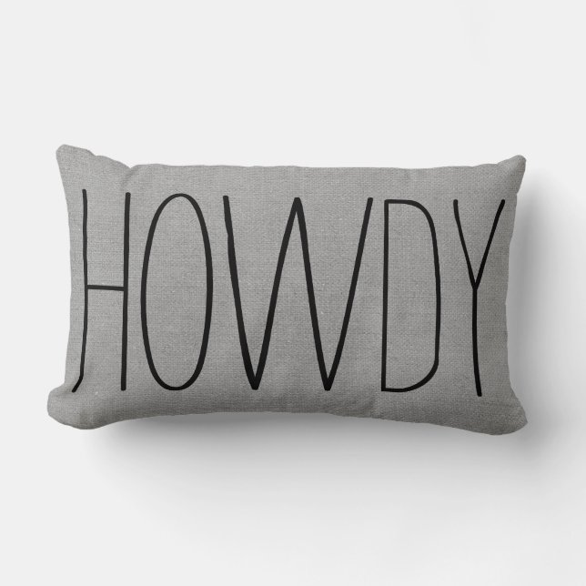 Almofada Lombar Rustic Cinza Howdy (Frente)