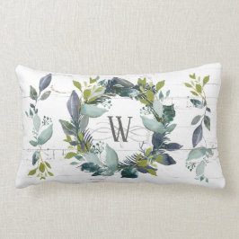 Almofada Lombar Rústico Aquarela Laurel Wreath Monograma
