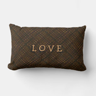 Almofada Lombar Rústico Ouro de Burlap Dark com Amor Brilhante