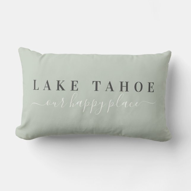 Almofada Lombar Sage Lake Tahoe Happy Place Travesseiro lombar (Frente)