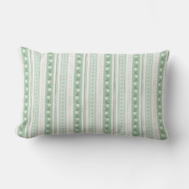 Almofada Lombar Sage Verde Floral Listrado Scallop Coquette