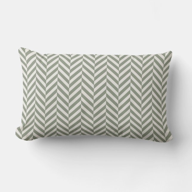 Almofada Lombar Sage Verde Geométrico Herringbone (Frente)