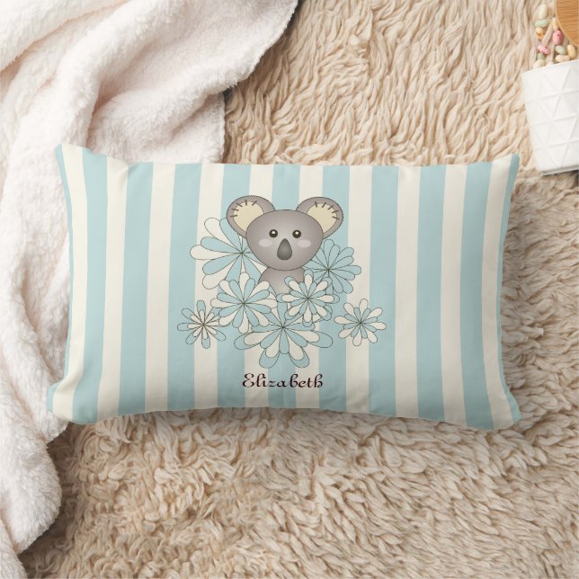 Almofada Lombar Sala para Crianças do Urso Koala, Cute-Stripe Azul (Cobertor)