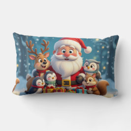 Almofada Lombar Santa Claus and Friends Christmas Throw Pillow