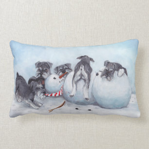Almofada Lombar Schnauzer Pups Atacam Travesseiro decorativo de Ar