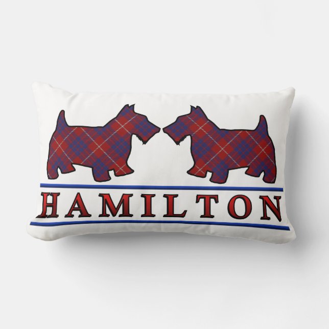 Almofada Lombar Scottish Clan Hamilton Tartan Scottie Dogs (Frente)