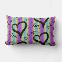 Almofada Lombar Scribble Love Xoxo Heart Stripe Travesseiro decora