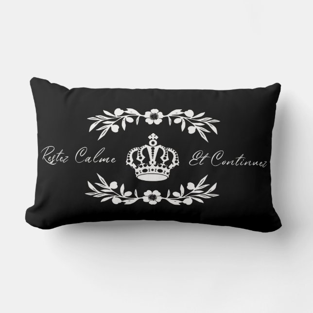 Almofada Lombar Script francês preto e branco Mantenha o Carregar  (Frente)