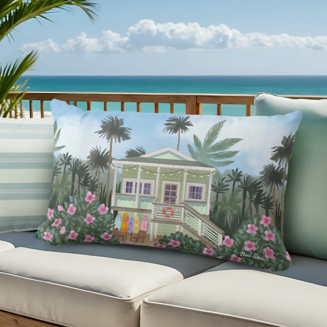 Almofada Lombar Sea Foam Green Beach House | (Criador carregado)