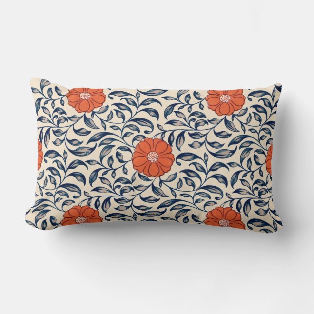 Almofada Lombar Seamless floral pattern with vibrant orange flower (Frente)