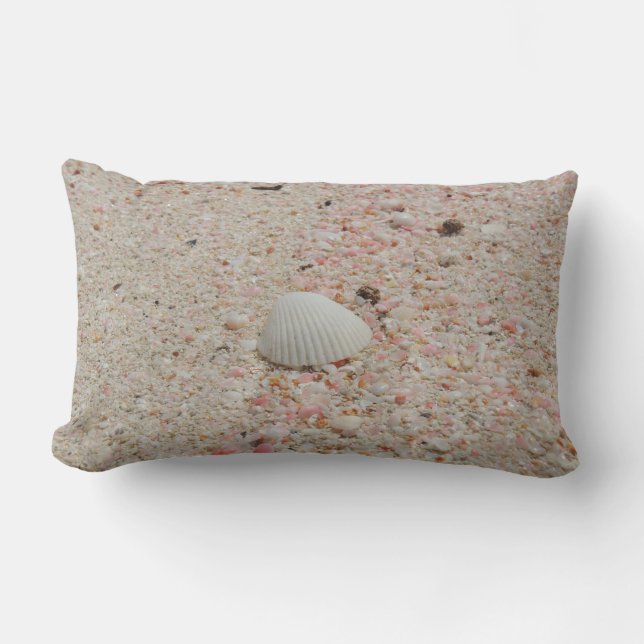 Almofada Lombar Seashell branco e travesseiro cor-de-rosa da praia (Frente)