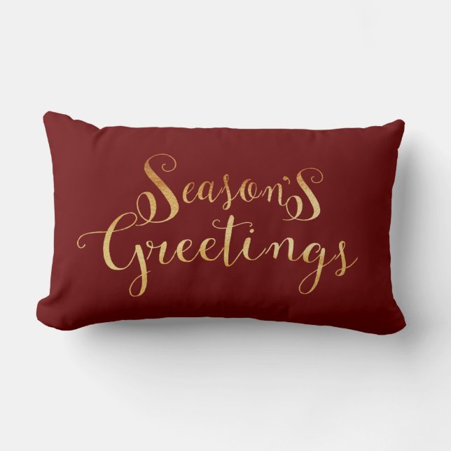Almofada Lombar Seasons Saudações Feriado Elegante de Script Doura (Frente)