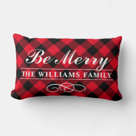 Almofada Lombar Seja Feliz, Moderno Monograma da Família de Xadrez