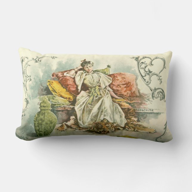 Almofada Lombar Senhora do Victorian com livro, de um (Frente)