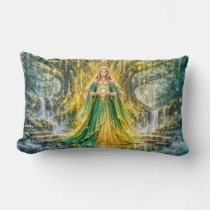 Almofada Lombar Senhora Sob a Árvore do Mundo Fantasia Encantada