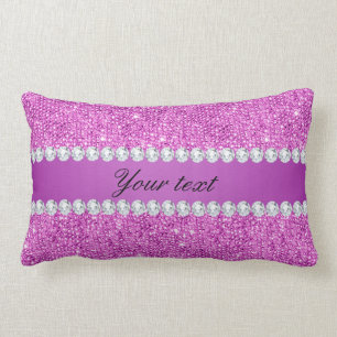 Almofada Lombar Sequins roxos chiques e diamantes do falso