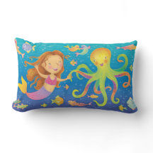 Sereia e Travesseiro decorativo de polvo dançantes