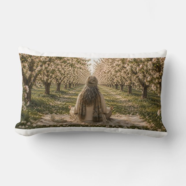 Almofada Lombar Serene Orchard Pillow | Romantic Blossoming Trees  (Frente)