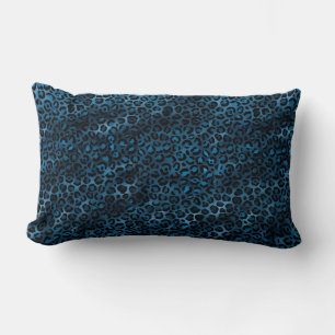 Almofada Lombar Série Leopardo Azul e Dourada Design 3