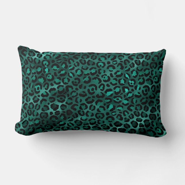 Almofada Lombar Série Teal e Gold Leopard Design 5 (Frente)