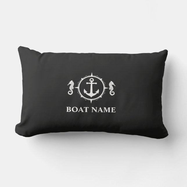 Almofada Lombar Seu nome de boi Seacavalo Anchor Black sh0a (Frente)