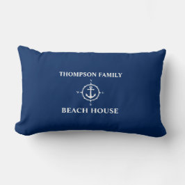 Almofada Lombar Seu nome é Beach House Compass Anchor Blue