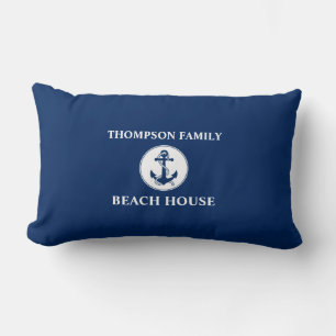 Almofada Lombar Seu nome é Beach House Rope & Anchor Blue
