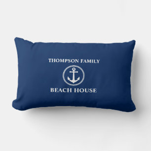 Almofada Lombar Seu Nome É Beach House Sea Anchor Blue