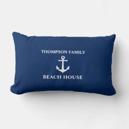 Almofada Lombar Seu nome é Beach House Vintage Anchor Blue