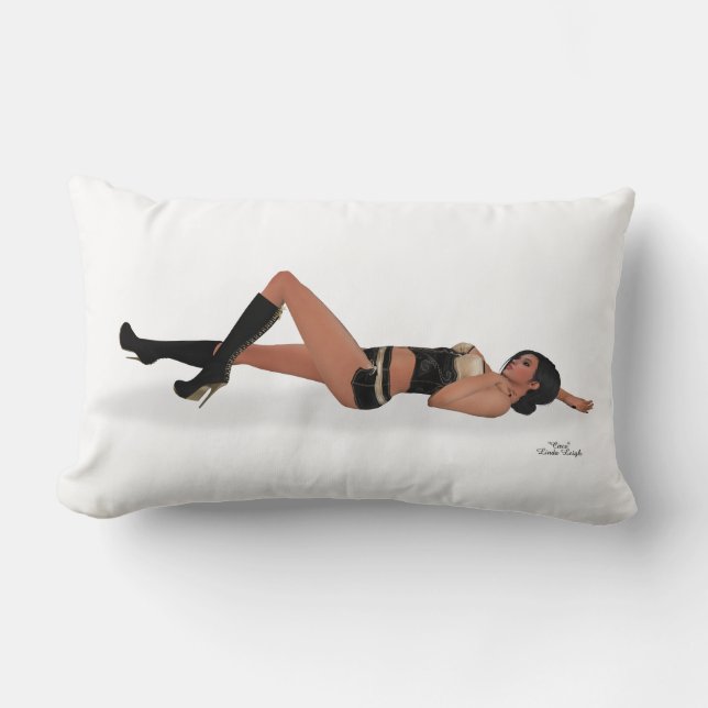 Almofada Lombar Sexy Brunette Pinup Girl Dormindo Travesseiro lomb (Frente)