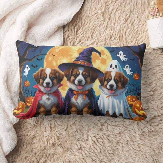 Almofada Lombar Shepherd Belga Cães Pumpkin Halloween Engraçado (Cobertor)