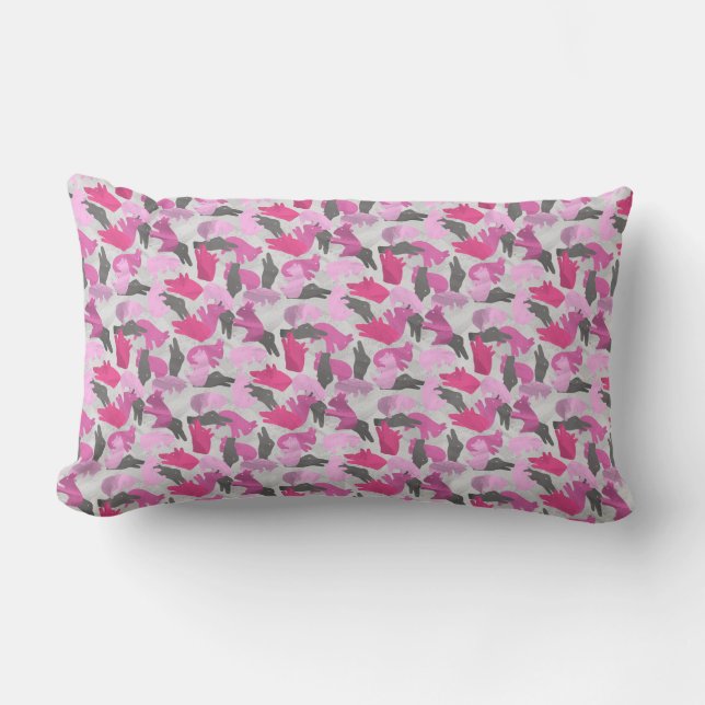 Almofada Lombar Silhouette Animal Camouflage - Rosa (Frente)