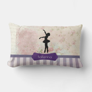 Almofada Lombar Silhueta de Bailarina em Padrão Vintage Elegante