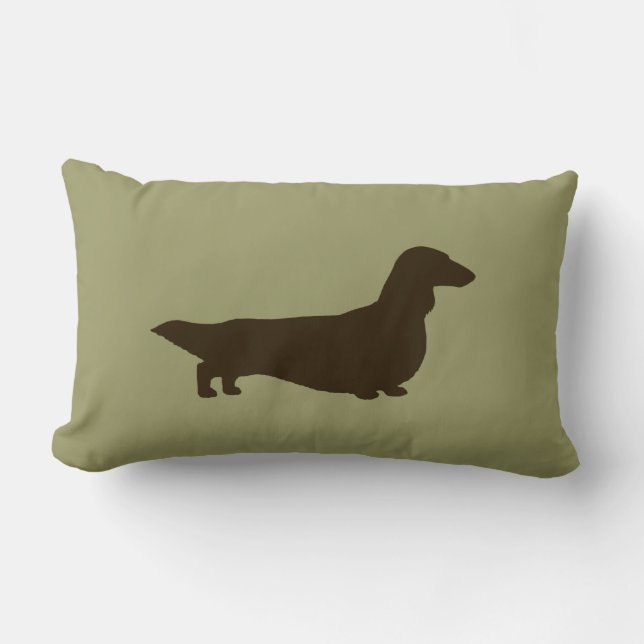 Almofada Lombar Silhueta de Dachshund (Dachsie de Pelo Longo) (Frente)