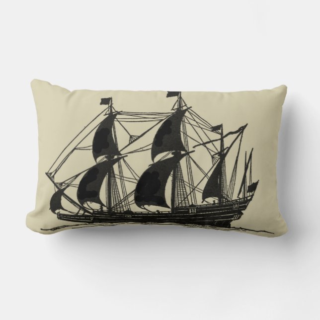 Almofada Lombar Silhueta de navio com velas ondulantes (Frente)