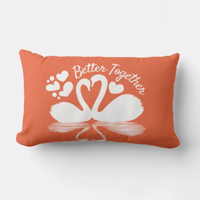 Almofada Lombar Silhueta do Cisne do casal na Água (Frente)