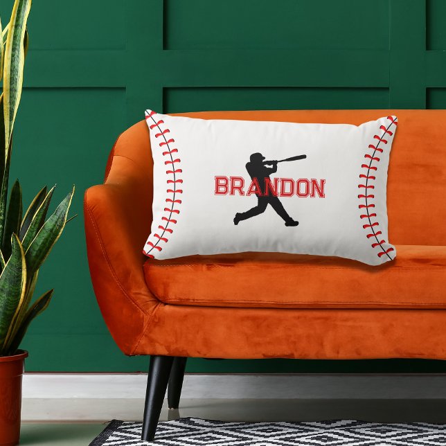 Almofada Lombar Silhueta Simples Do Jogador De Baseball Com Ênfase (Criador carregado)