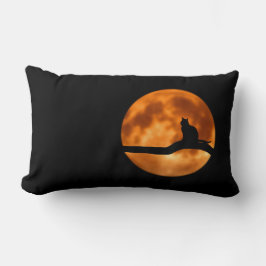 Almofada Lombar Silhute de um Gato Negro em uma Árvore