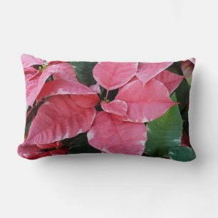 Almofada Lombar Silver Star Marble Poinsettias Feriado Rosa Floral