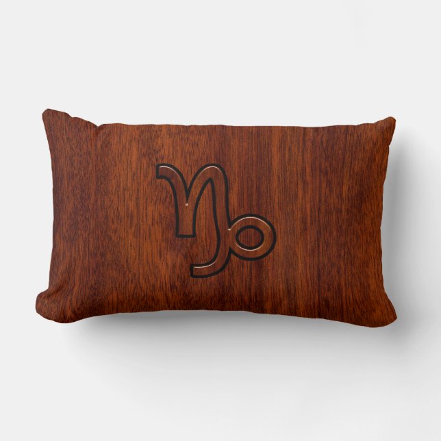 Almofada Lombar Símbolo Capricórnio Zodiac em Mahogany Brown (Frente)