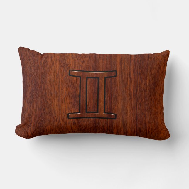 Almofada Lombar Símbolo moderno Gemini Zodiac em Mahogany como imp (Frente)