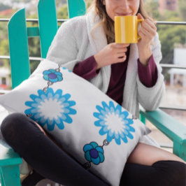 Almofada Lombar Simetria pétala Geométrica Azul do Flor Feminina