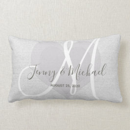Almofada Lombar Simples aparência de linen com monograma branco e